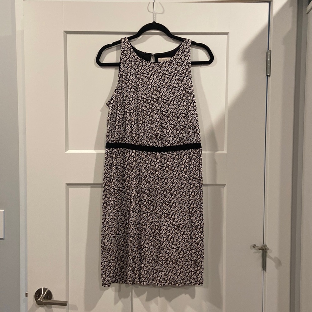 Ann Taylor loft medium floral, cream, and black sundress